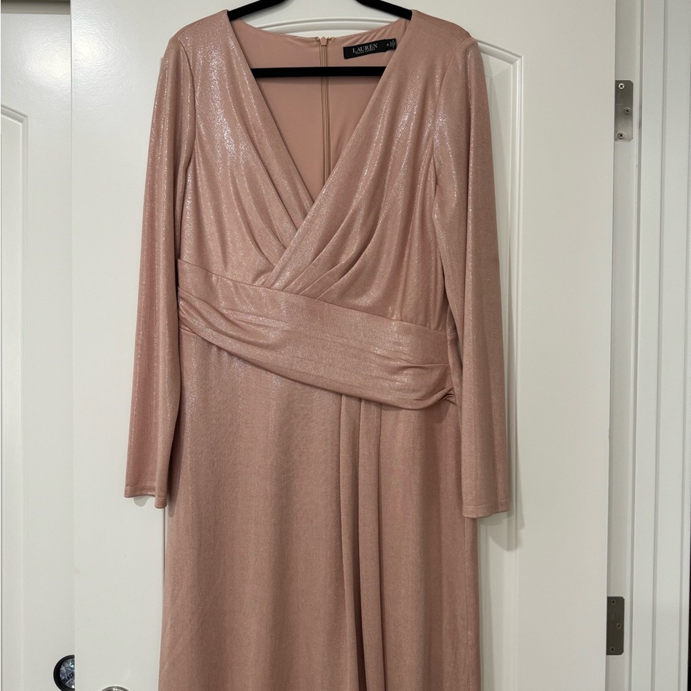 Ralph Lauren Shimmering Pink Long Sleeve Dress